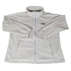 Columbia Full Zip Fleece Jacket‎ Women's Light Grey Cozy Warm Size 2X
